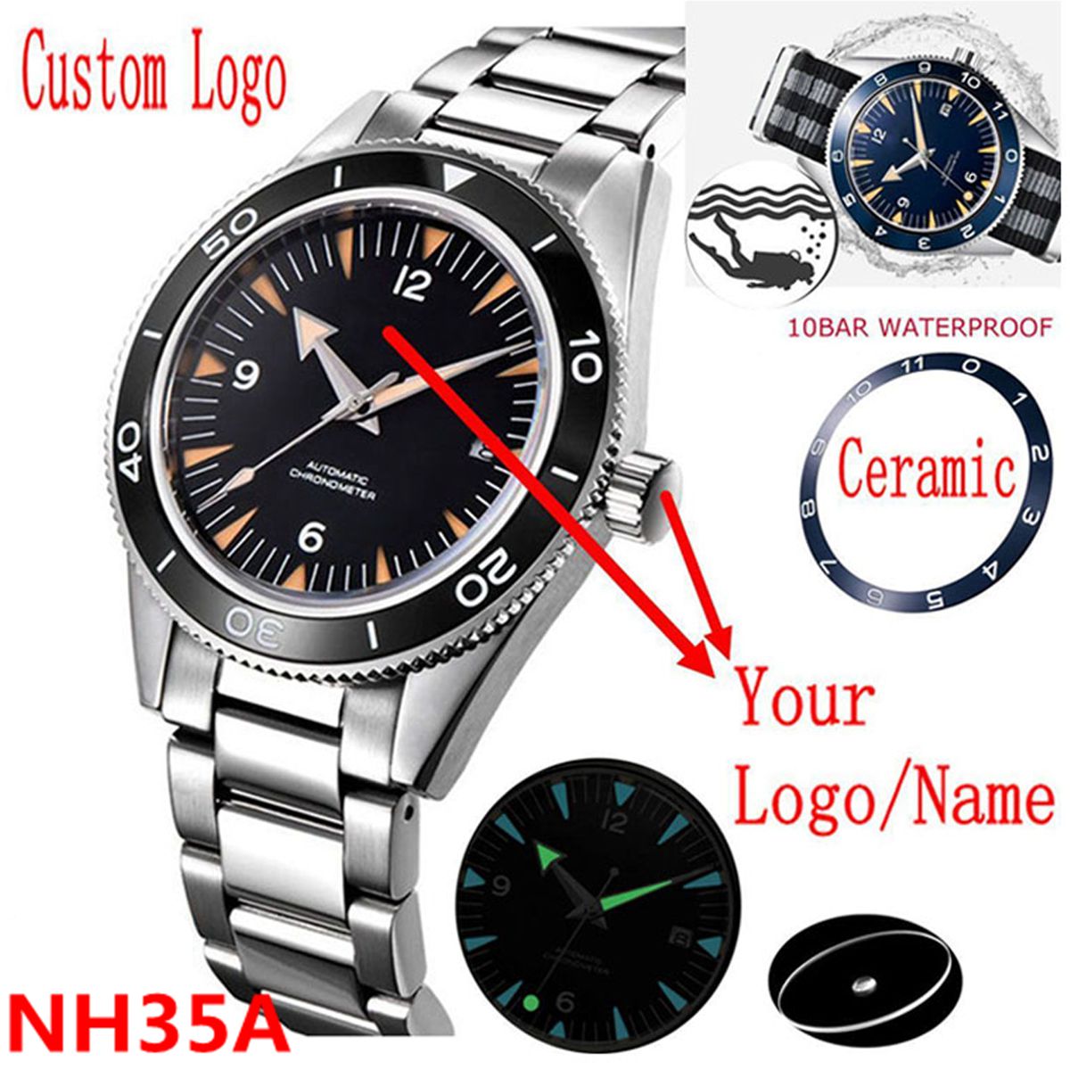 Luxury Watch Uk - Özel Logo NH35 Hareket Izle 10bar