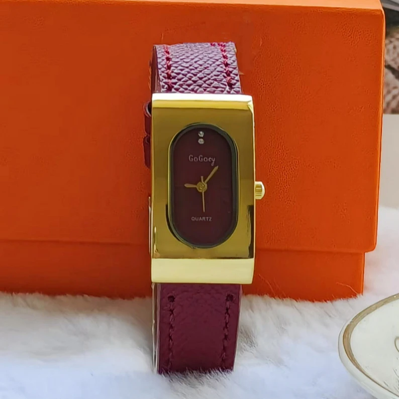 Luxury Watch With Leather Strap - Lüks Bayanlar Marka Kadın Izle Moda
