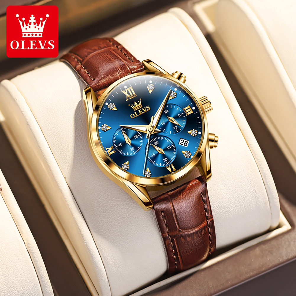 Luxury Watch With Leather Strap - OLEVS 5523 Orijinal Marka kadın Saatler