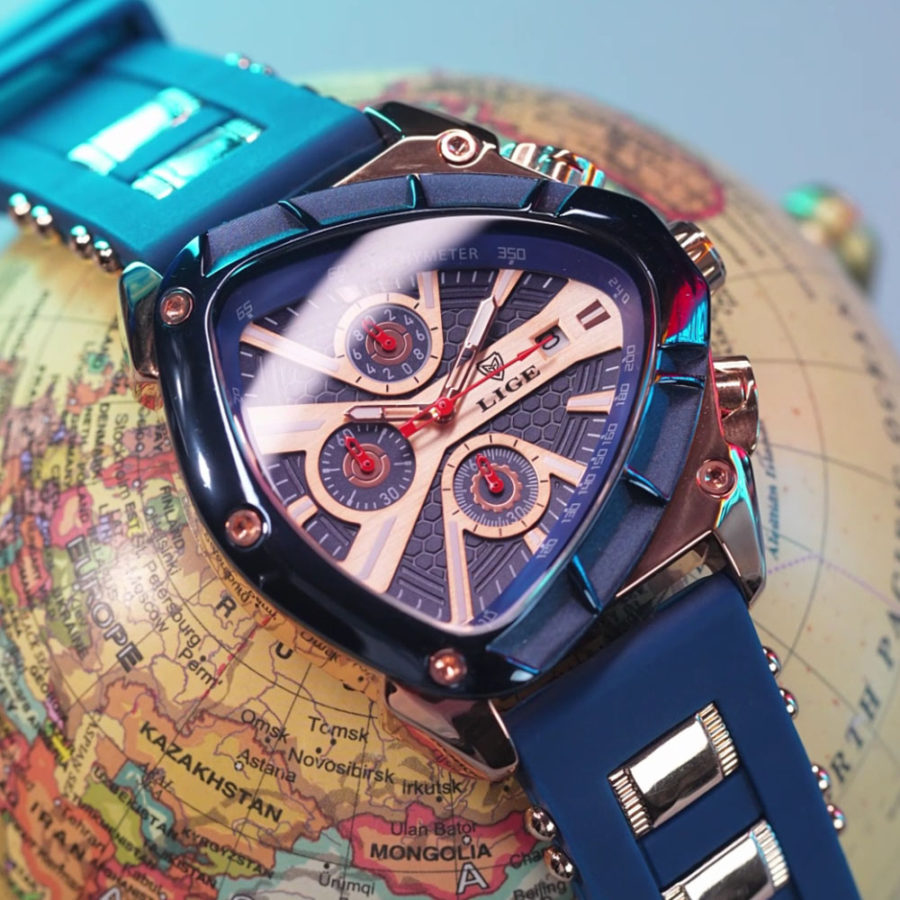 Watch Triangle Luxury - LIGE Moda Erkek Izle Üçgen Kronograf