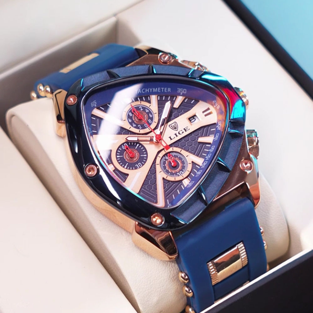 LIGE Moda Erkek Izle Üçgen Kro - Watch Triangle Luxury incelemesi ve fiyatı