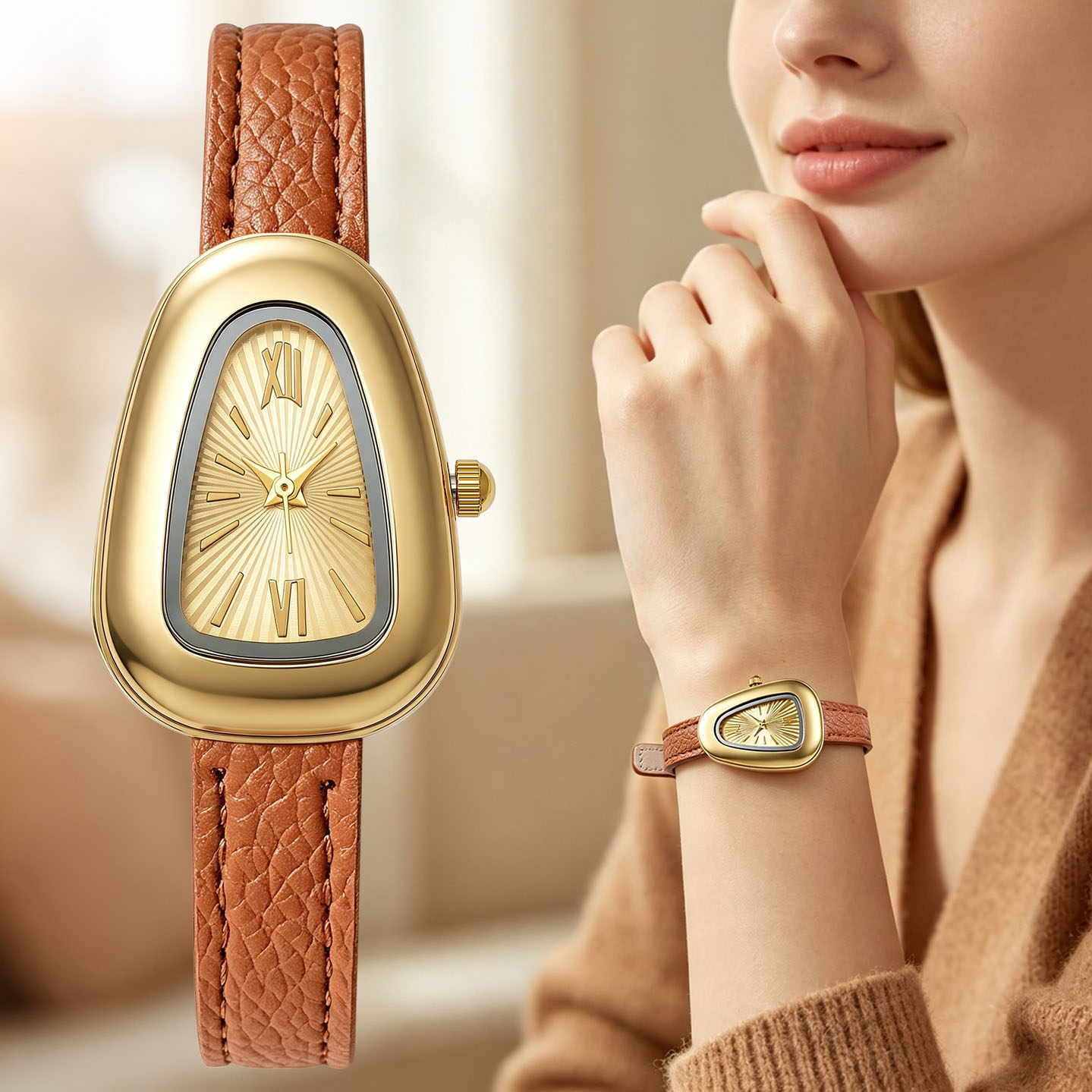 Düzensiz Oval Kuvars Saatler R - Watch Triangle Luxury incelemesi ve fiyatı