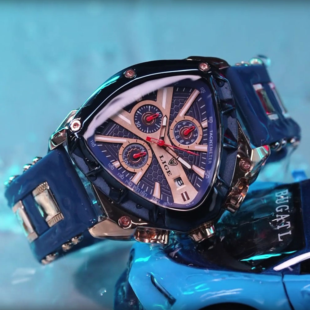 LIGE Moda Erkek Izle Üçgen Kro - Watch Triangle Luxury incelemesi ve fiyatı