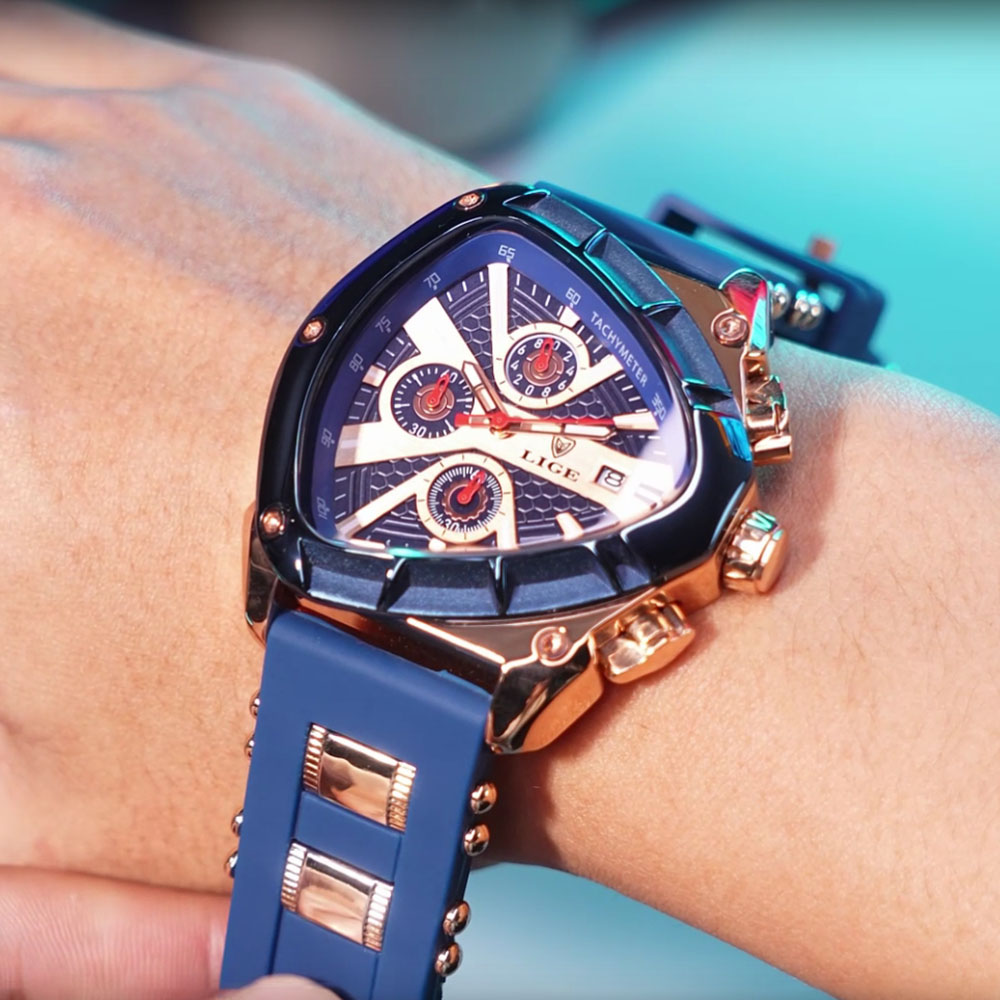 LIGE Moda Erkek Izle Üçgen Kro - Watch Triangle Luxury incelemesi ve fiyatı