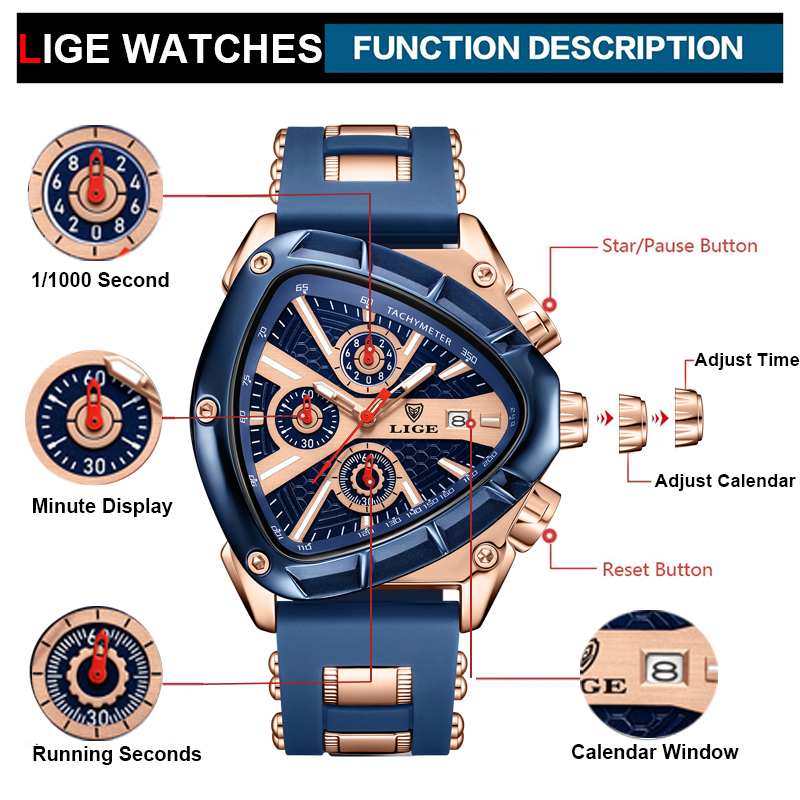 LIGE izle erkekler lüks marka  - Watch Triangle Luxury incelemesi ve fiyatı